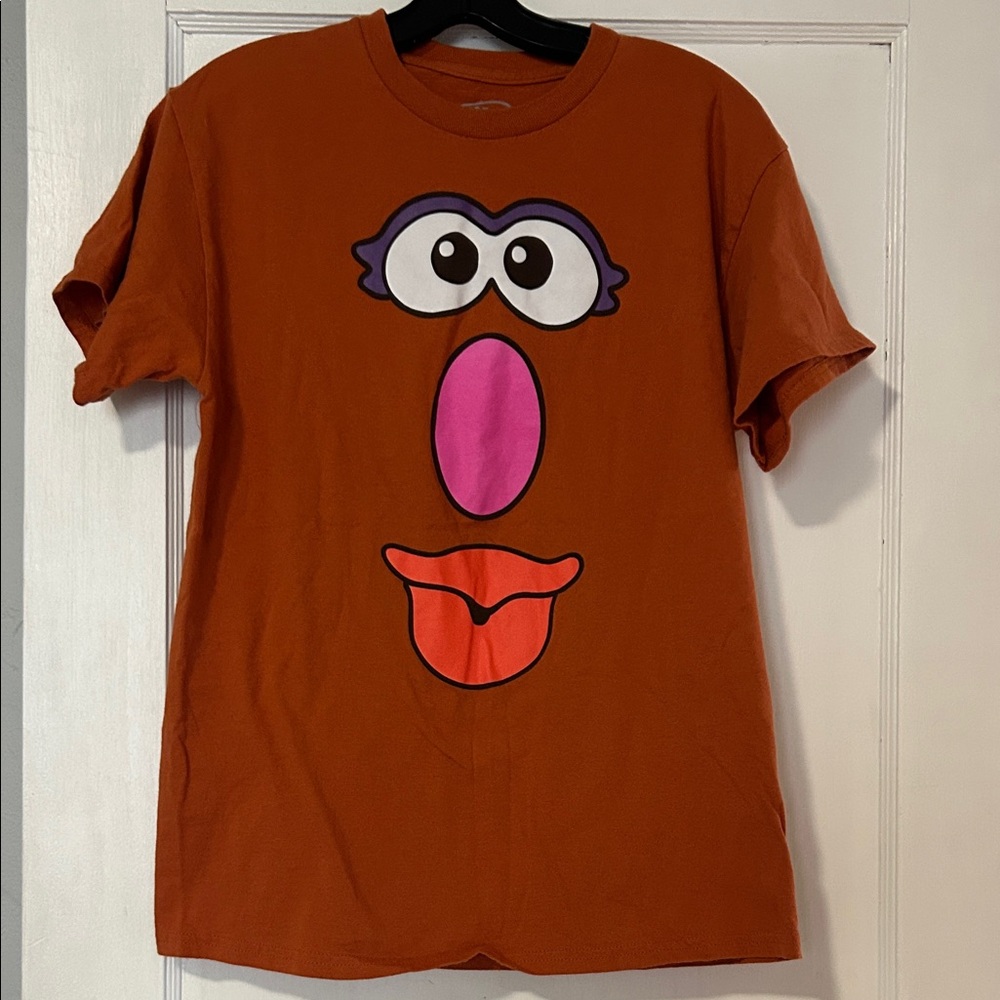 Orange Graphic T-Shirt with Cartoon Face